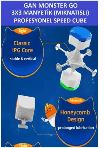 MG356 M 3x3 MIKNATISLI Manyetik Zeka Küpü - Profesyonel Speed Cube - Sabır Küpü - - 6