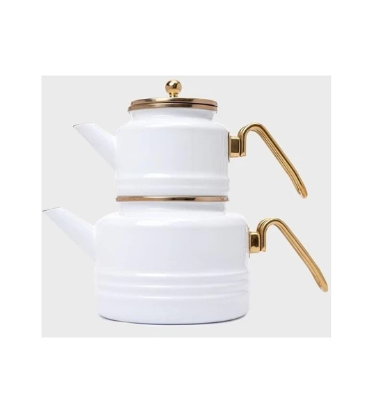 MissBetty Linea Troy Emaye Çaydanlık Takımı Beyaz - 4