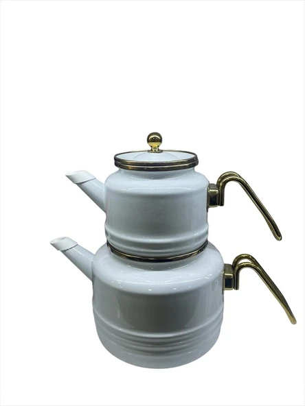 MissBetty Linea Troy Emaye Çaydanlık Takımı Beyaz - 2