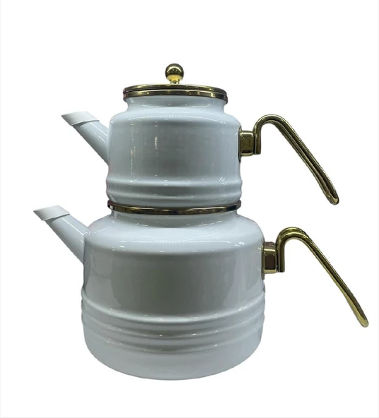 MissBetty Linea Troy Emaye Çaydanlık Takımı Beyaz - 5