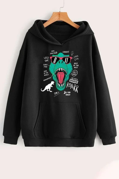 Unisex T - Rex Baskılı Sweatshirt