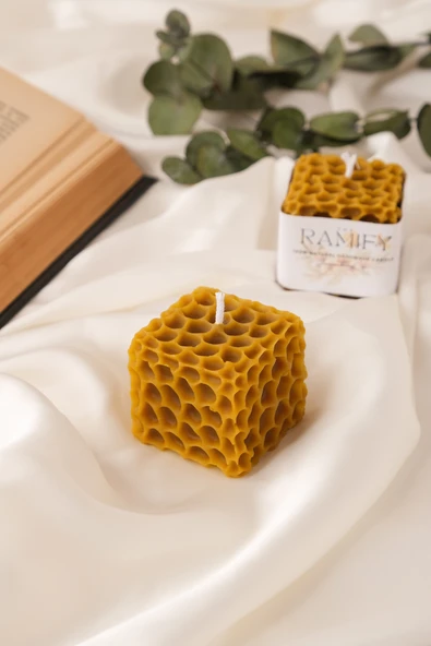 %100 Doğal El Yapımı Petek Balmumu Mum (5cmx5cm)