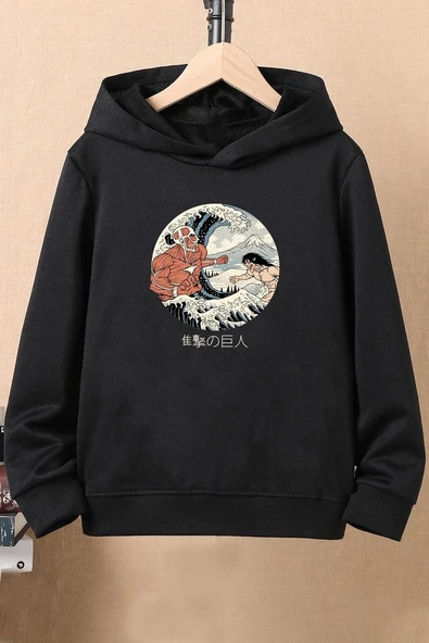 Unisex Kanagawa Oki Nami Ura Baskılı Sweatshirt