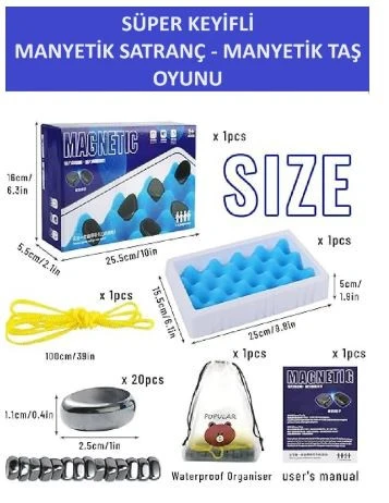 SÜPER KEYİFLİ MANYETİK SATRANÇ - MANYETİK TAŞ OYUNU - HARİKA VAKİT GEÇİRMEK İÇİN - 7