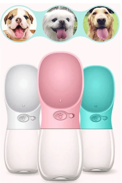 Pribor Taşınabilir Kedi Köpek Suluğu Seyahat Su Şişesi Kaseli Emniyetli Sızdırmaz Kutulu 350 ML ürün görseli 1