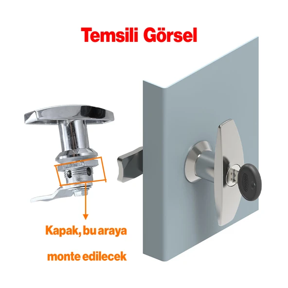 Kollu T Tipli Mandallı Dolap Çekmece Kilidi 2 Anahtarlı Metal Mobilya Elektrik Pano Kilidi 1 Adet - 3