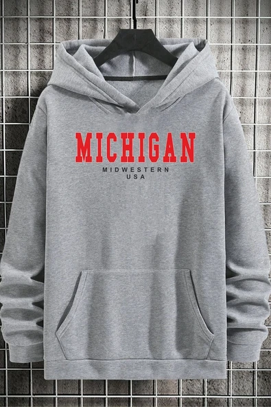 Unisex Michigan Baskılı Sweatshirt - Resim 8