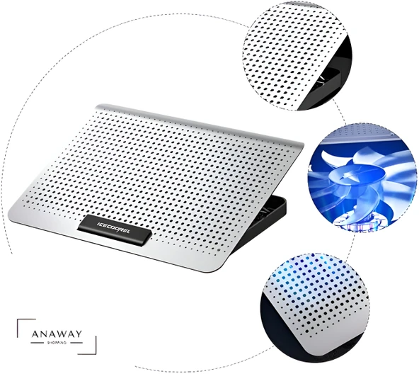 ANAWAY Icecoorel A18  Dizüstü Soğutucusu Taşınabilir Laptop Standı, Dizüstü Isı Dağılımı Raf Masaüstü Laptop Standı, Dizüstü Tutucu Dizüstü Soğutucusu Dizüstü Ped, - 8