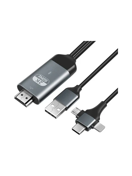 Daytona G03-C Combo 3in1 Lightning/micro Usb/type-C To HDMI Ios Android Görüntü Aktarıcı Kablo 2 Metre