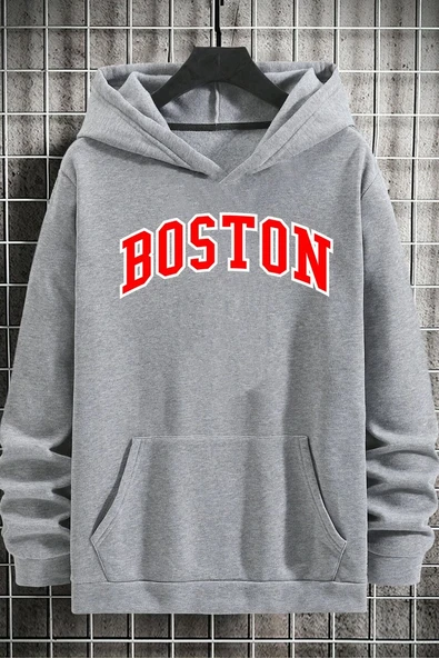 Unisex Boston Baskılı Sweatshirt