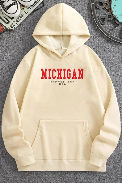 Unisex Michigan Baskılı Sweatshirt - Resim 6