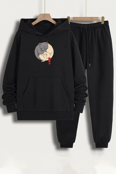Unisex Shinobi Kedi Baskılı Eşofman Takımı