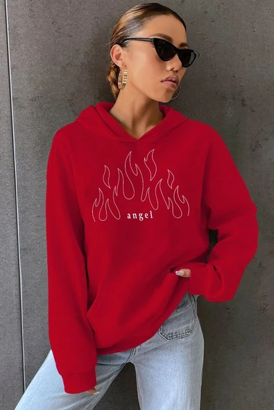 Unisex White Angel Fire Sweatshirt - Resim 6