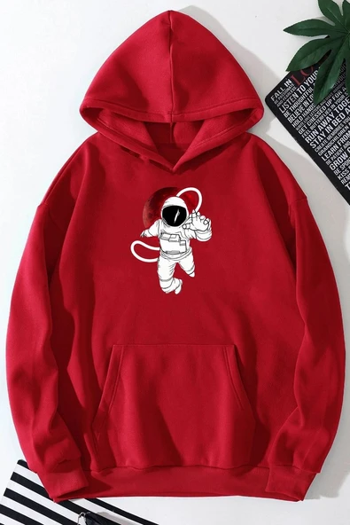 Unisex Astronot Baskılı Sweatshirt - Resim 9