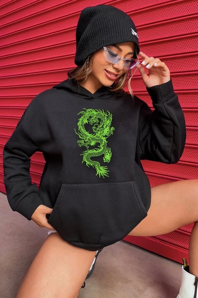 Unisex Chinese Dragon Graphic Baskılı Sweatshirt