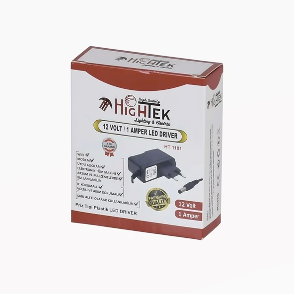 Hightek Ht-1501 12v 1a  Adaptör 5.5x2.5mm 12 volt 1 amper adaptör 5,5x2,5 - 3