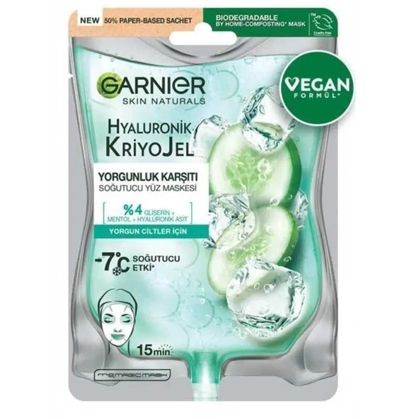 Garnıer Hyaluronıc Cryo Jelly Kağıt Yüz Maskesi Tüm Ciltler