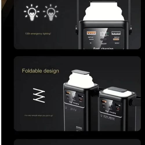 40.000 Mah Pd 22.5w 3.0 Hızlı Şarj Gerçek 40.000 Mah Taşınabilir Çoklu Kablolu İphone Android Uyumlu - 4