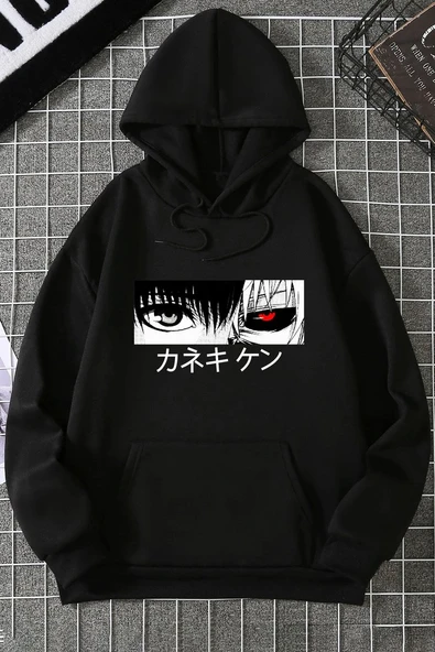 Unisex Ken Kaneki Baskılı Kapüşonlu Sweatshirt