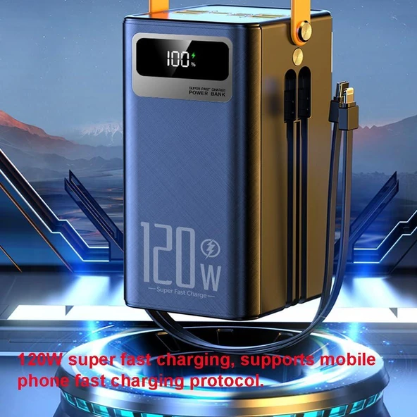 22.5W Hızlı Şarj 60000mAh Güç Bankası Taşınabilir Şarj Cihazı USB C Powerbank 7 Çıkışlı 3 Girişli - 2