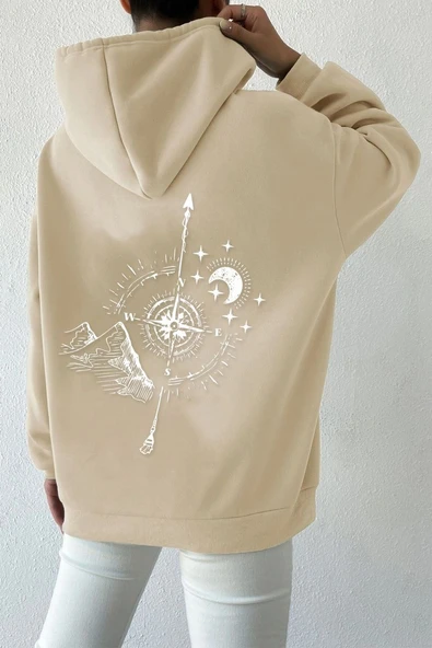 Unisex Pusula Sırt Baskılı Sweatshirt - Resim 9