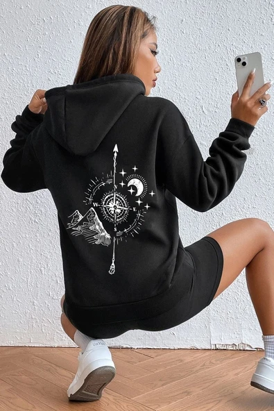 Unisex Pusula Sırt Baskılı Sweatshirt ürün görseli