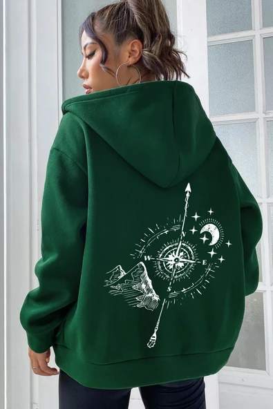 Unisex Pusula Sırt Baskılı Sweatshirt - Resim 3