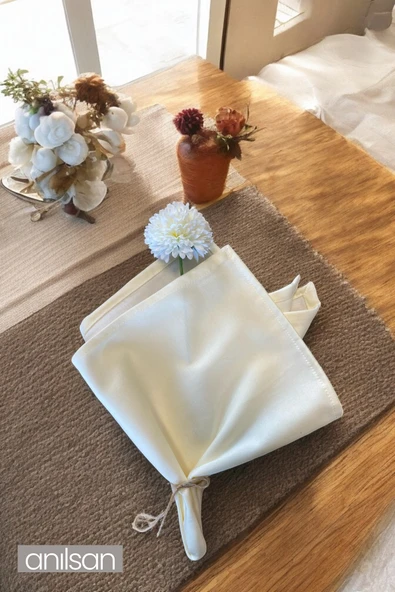 Tekli %100 Pamuk Kumaş Peçete Beyaz 50x50 Cm Mutfak Bezi Sofra Sunum Servis Peçetesi