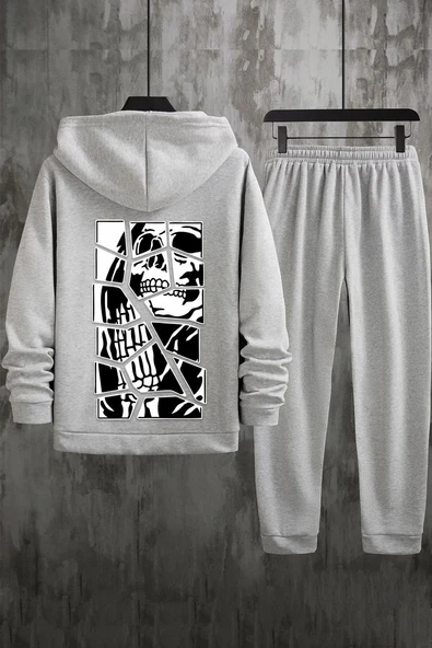 Unisex Skullcracked Baskılı Eşofman Takımı - Resim 5