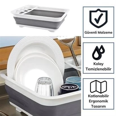 BUFFER® Lavabo Üstü Katlanır Bulaşık Kurutmalık Kaşık Bölmeli Kurutma Standı Aparatı Altlığı - 9