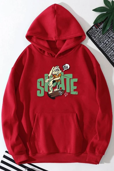 Unisex All Day Rabbit Baskılı Sweatshirt - Resim 6