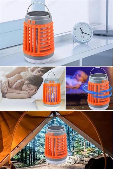 BUFFER® Askılı Solar Enerji İle Şarj Olabilen Sinek Öldürücü Kamp Feneri Işıldak - 10