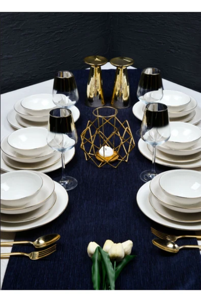 Farika Porselen Fif 24 Parça 6 Kişilik Altın Yaldız  Porselen Yemek Takımı - 2