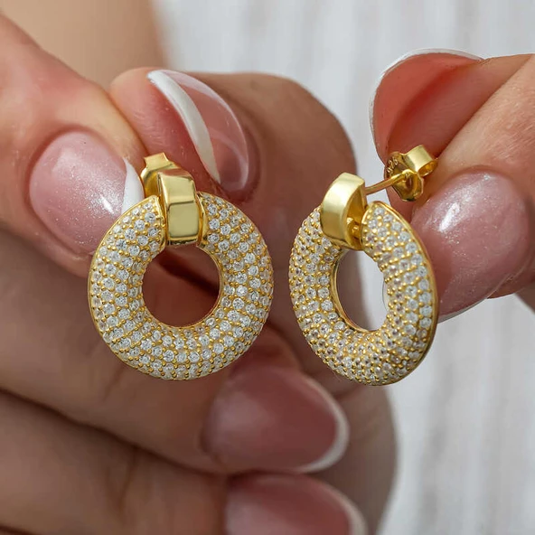 Gümüş Halka Gold Kadın Küpe - 2