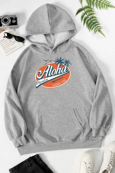 Unisex Aloha Baskılı Sweatshirt - Resim 7