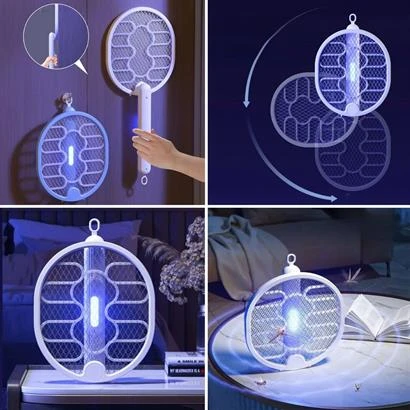 BUFFER® Sinek Öldürücü Masaüstü Olabilen Katlanabilir Şarjlı Sinek Raketi 5W 400mAh - 2