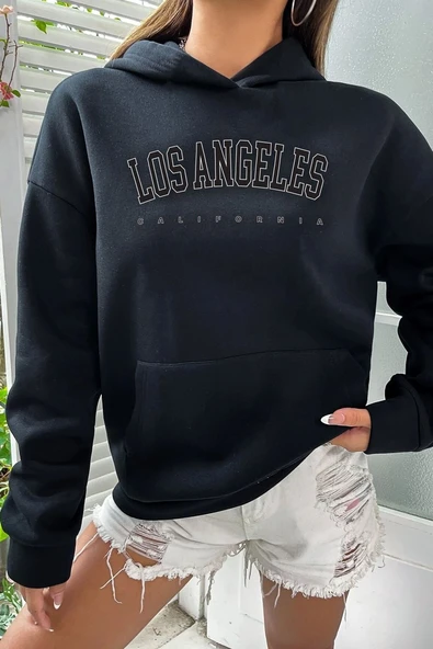 Unisex Los Angles  Baskılı Sweatshirt - Resim 5