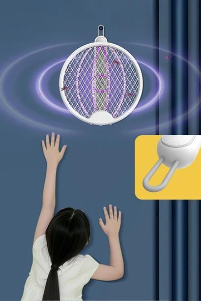 BUFFER® Asılabilen ve Masaüstü Olabilen 2W Sinek Öldürücü Mor Işıklı Raket - 9