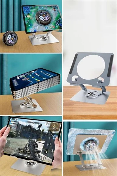 BUFFER® 360 Derece Dönebilen Yükseltilmiş Masaüstü Ayarlanabilir Metal Tablet Standı - 10