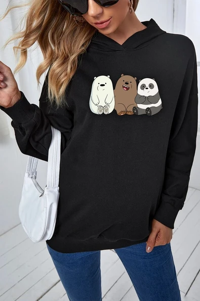 Unisex Kafadar Ayılar Baskılı Sweatshirt