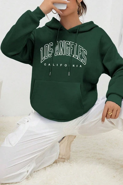 Unisex Los Angles  Baskılı Sweatshirt - Resim 10