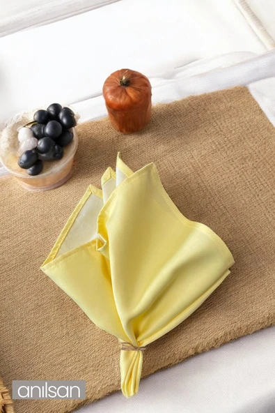 Tekli %100 Pamuk Kumaş Peçete Açık Sarı 50x50 Cm Mutfak Bezi Sofra Sunum Servis Peçetesi