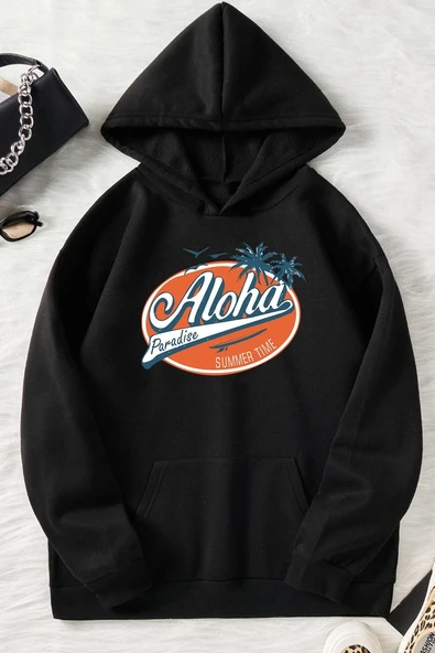 Unisex Aloha Baskılı Sweatshirt - Resim 4