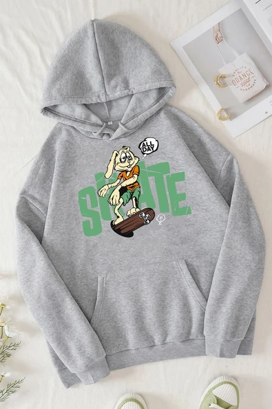 Unisex All Day Rabbit Baskılı Sweatshirt - Resim 10