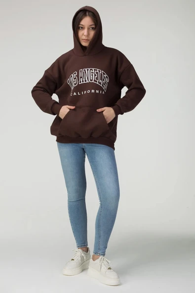 Unisex Los Angles  Baskılı Sweatshirt - Resim 2