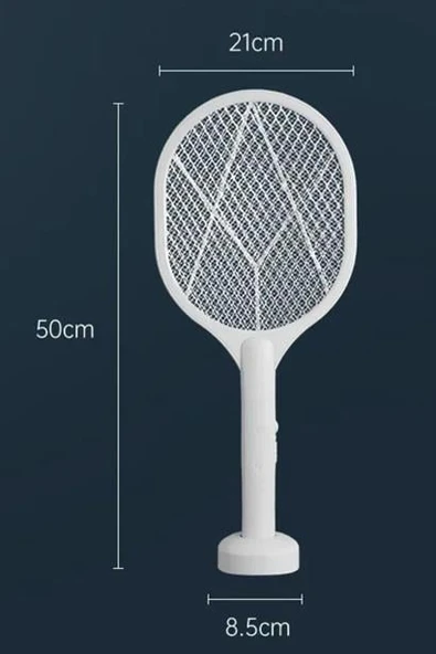 BUFFER® Şarjlı Sinek Öldürücü Masaüstü Standlı,Mor Işık Sinek Kovucu Raket 5w - 11