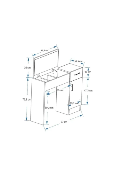 Eterna Çekmeceli Kapaklı Aynalı Makyaj Masası - Resim 6
