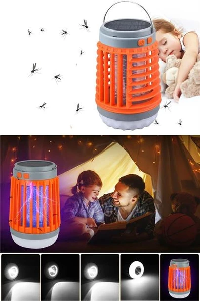 BUFFER® Askılı Solar Enerji İle Şarj Olabilen Sinek Öldürücü Kamp Feneri Işıldak - 9
