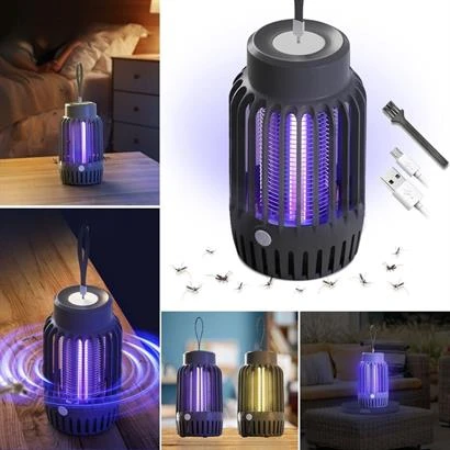 BUFFER® 2'si 1 Arada Şarjlı,Mor UV Işıklı Sinek Öldürme Aparatı ve Kamp Tipi Askılı Gece Lambası