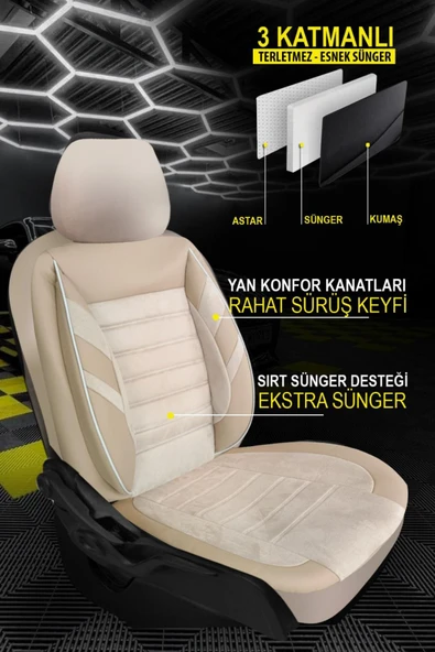 Mitsubishi Asx Jeep 2010-2016  Aracınıza Uyumlu Bej Siyah Safari Serisi Yumuşak Doku - Resim 9